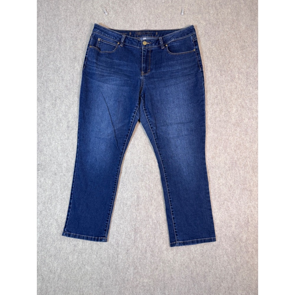 Jennifer Lopez Straight Leg Jeans Womens 12S Petite Dark Wash Blue Denim Stretch